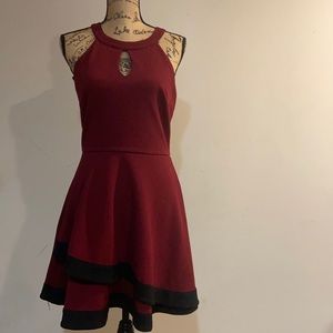 Maroon Dress with Black Trim on the bottom